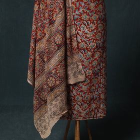 Red - Kalamkari Hand Block Print Natural Dyed Cotton 2pc Unstitched Dress Material Kurta Set 25