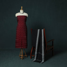 Sambalpuri Ikat Cotton 3pc Unstitched Dress Material Suit Set 15