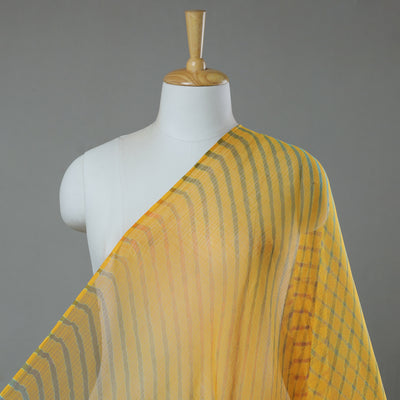 Yellow - Leheriya Tie-Dye Kota Doria Cotton Fabric 17