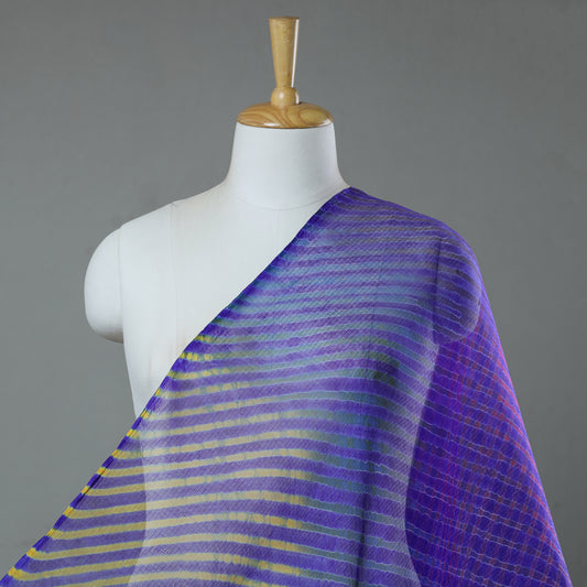 Purple - Leheriya Tie-Dye Kota Doria Silk Fabric 16