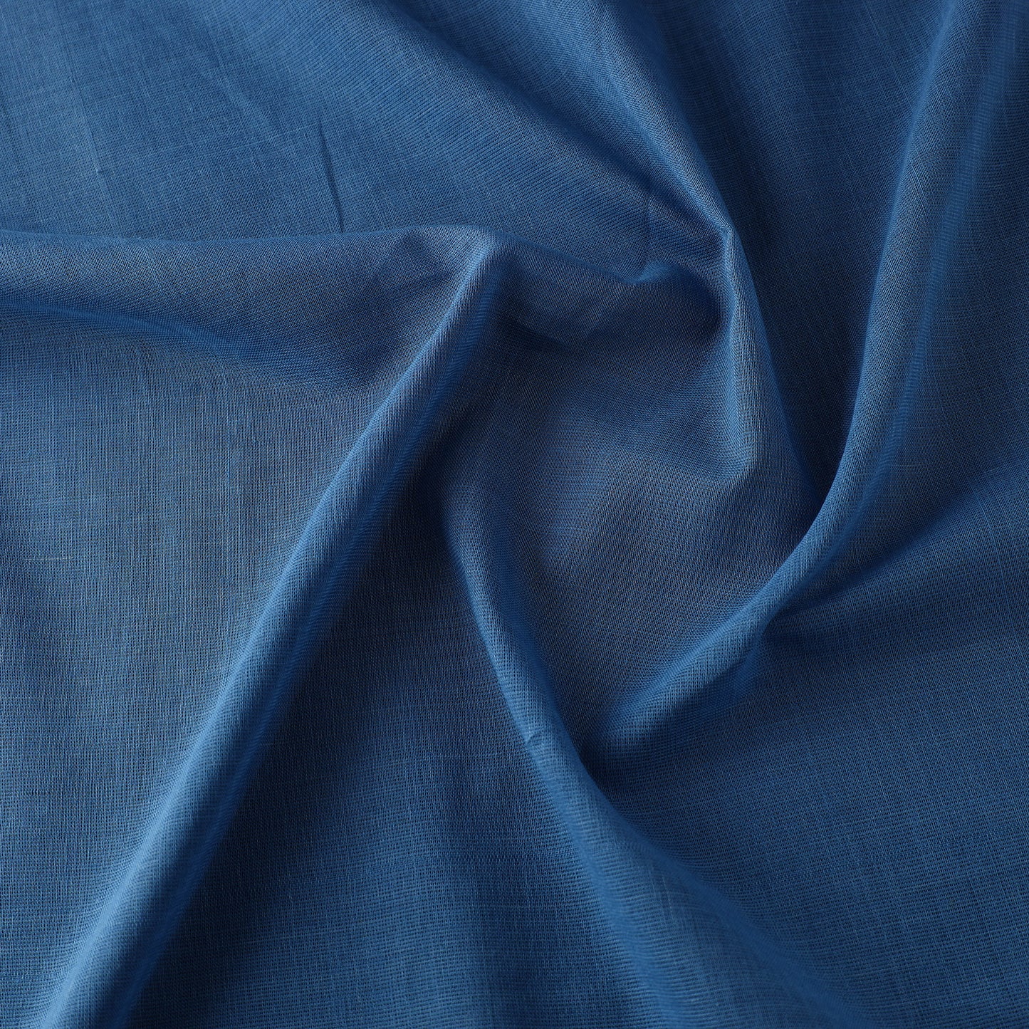 Blue - Organic Cotton Indigo Plain Handloom Fabric 07