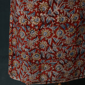 Red - Kalamkari Hand Block Print Natural Dyed Cotton 2pc Unstitched Dress Material Kurta Set 25