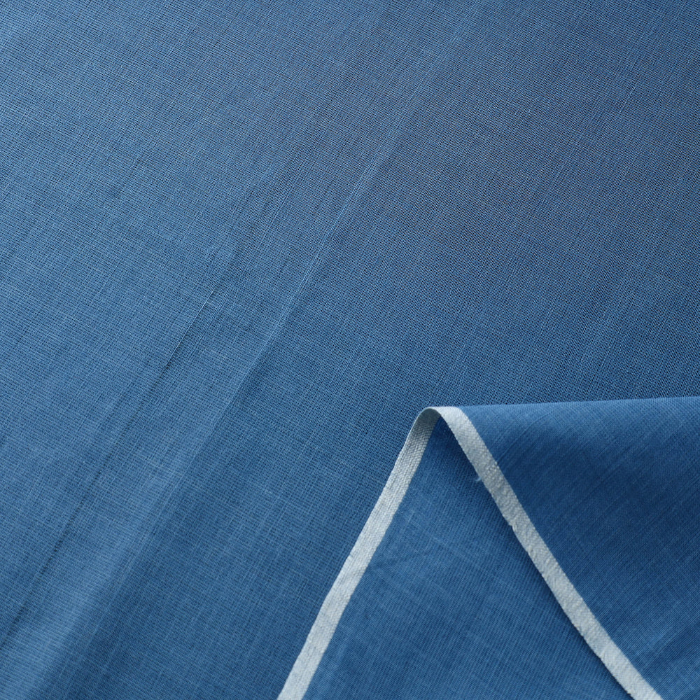 Blue - Organic Cotton Indigo Plain Handloom Fabric 07