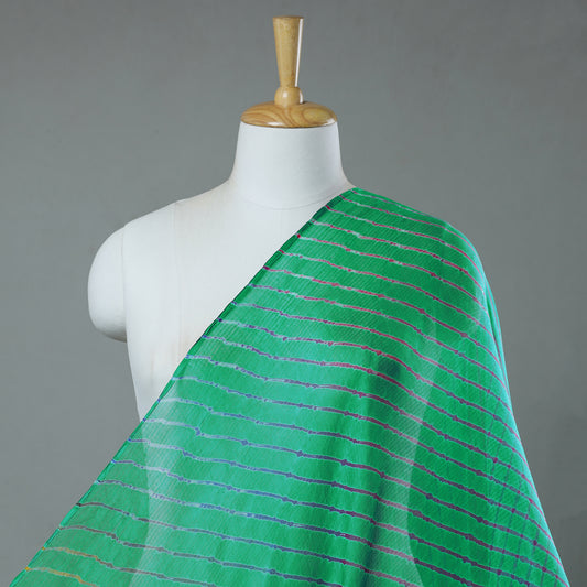 Green - Leheriya Tie-Dye Kota Doria Silk Fabric 13