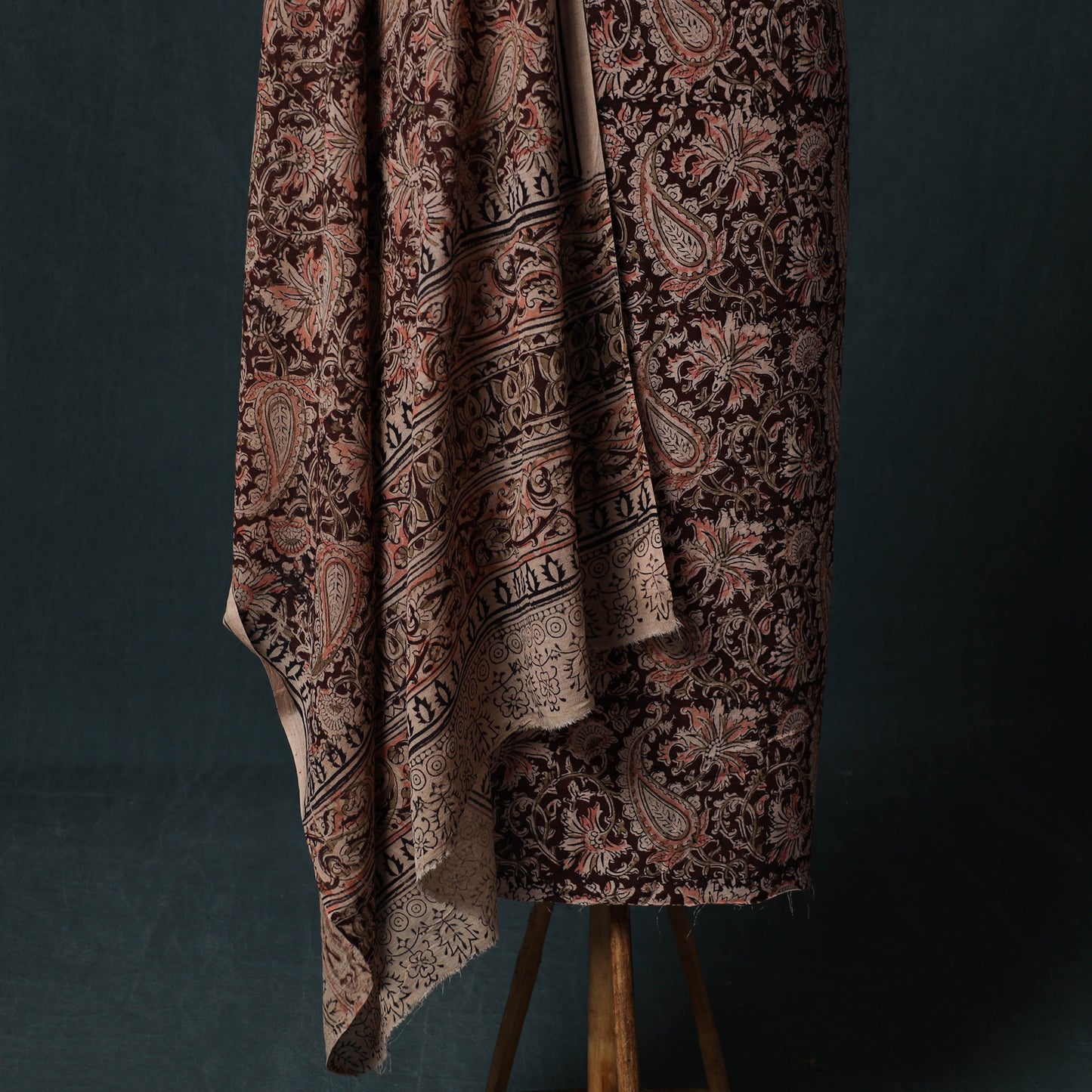 Brown - Kalamkari Hand Block Print Natural Dyed Cotton 2pc Unstitched Dress Material Kurta Set 26