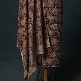 Brown - Kalamkari Hand Block Print Natural Dyed Cotton 2pc Unstitched Dress Material Kurta Set 26