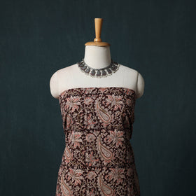 Brown - Kalamkari Hand Block Print Natural Dyed Cotton 2pc Unstitched Dress Material Kurta Set 26