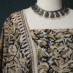 Kalamkari Hand Block Print Natural Dyed Cotton 2pc Unstitched Dress Material Kurta Set 27