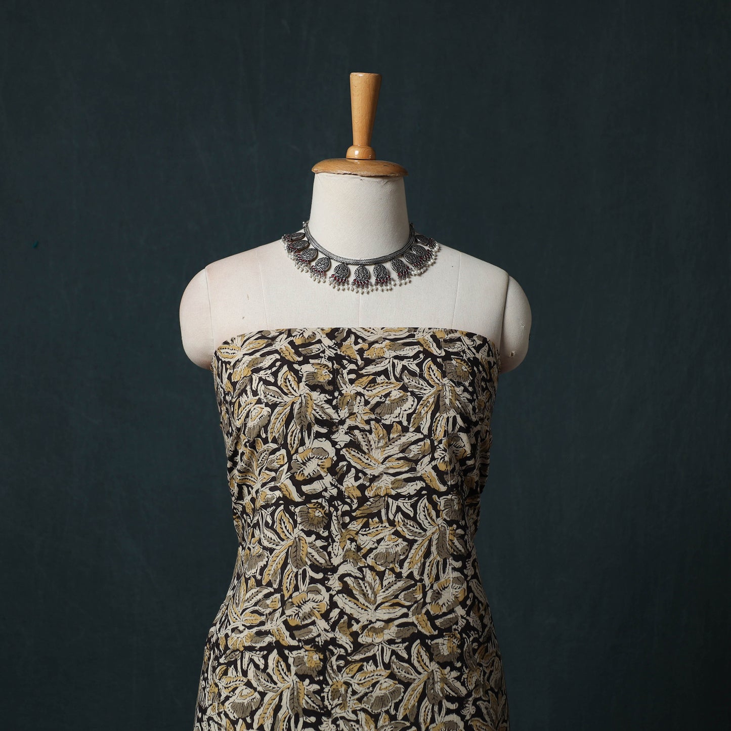 Kalamkari Hand Block Print Natural Dyed Cotton 2pc Unstitched Dress Material Kurta Set 27