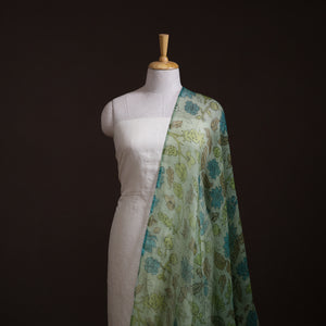 Handpainted Srikalahasti Pen Work Natural Dyed Kalamkari Kota Doria Silk Fabric 05