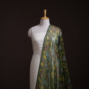 Handpainted Srikalahasti Pen Work Natural Dyed Kalamkari Kota Doria Silk Fabric 04