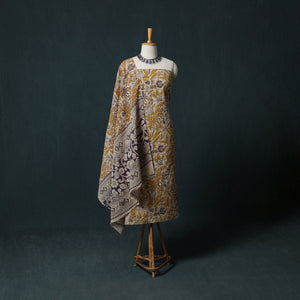 Yellow - Kalamkari Printed Cotton 2pc Unstitched Dress Material Kurta Set 02