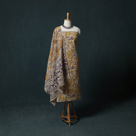 Yellow - Kalamkari Printed Cotton 2pc Unstitched Dress Material Kurta Set 02