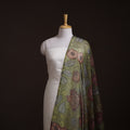 Handpainted Srikalahasti Pen Work Natural Dyed Kalamkari Kota Doria Silk Fabric 03