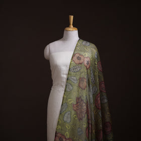 Handpainted Srikalahasti Pen Work Natural Dyed Kalamkari Kota Doria Silk Fabric 03