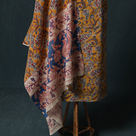 Yellow - Kalamkari Printed Cotton 2pc Unstitched Dress Material Kurta Set 03