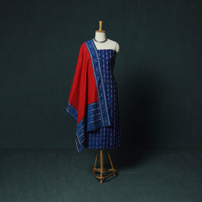Sambalpuri Ikat Cotton 3pc Unstitched Dress Material Suit Set 20
