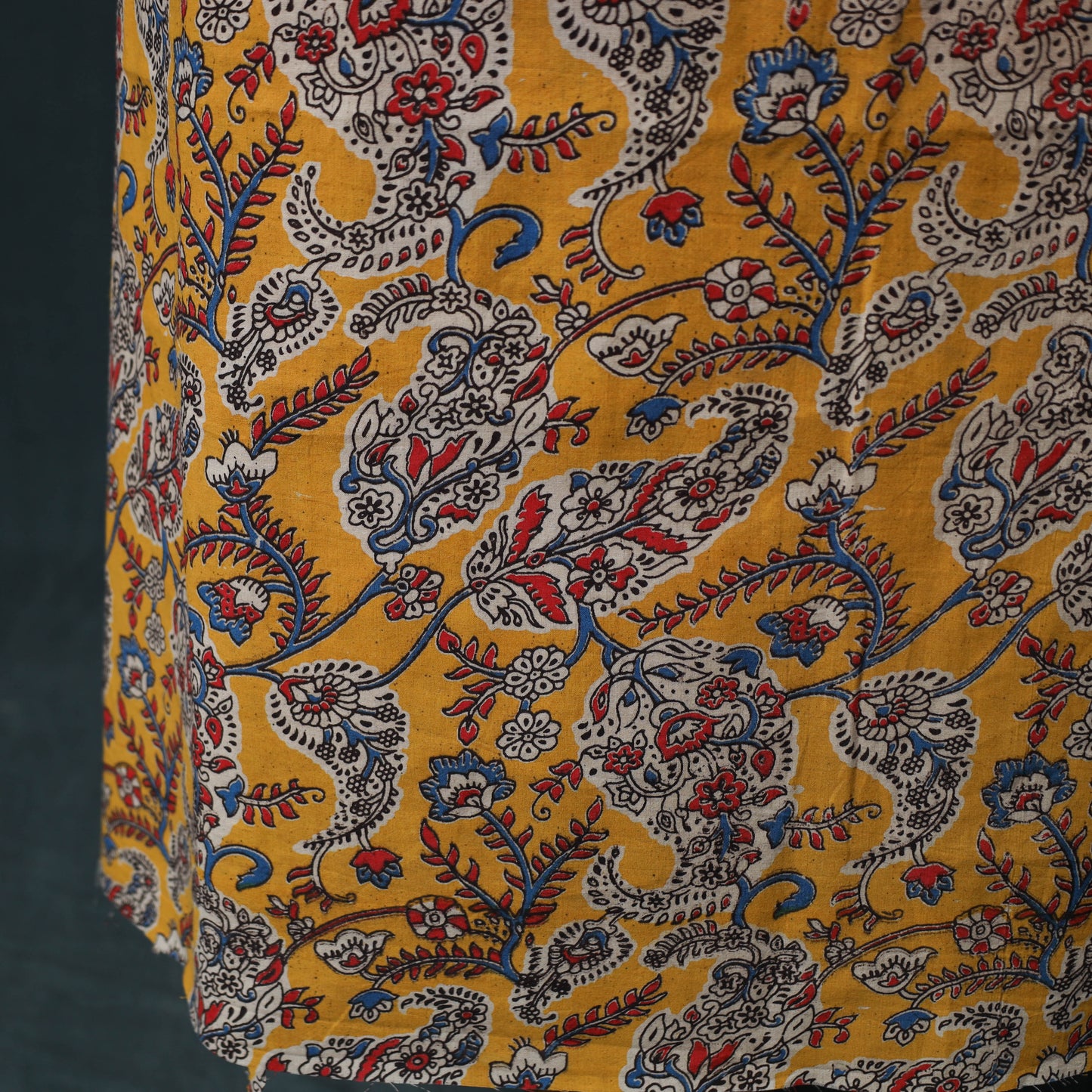 Yellow - Kalamkari Printed Cotton 2pc Unstitched Dress Material Kurta Set 03