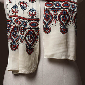 Kutch Bandhani Tie-Dye Ajrakh Block Print Modal Silk Stole 02