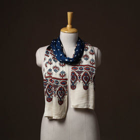 Kutch Bandhani Tie-Dye Ajrakh Block Print Modal Silk Stole 02