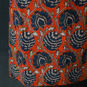 Orange - Kalamkari Printed Cotton 2pc Unstitched Dress Material Kurta Set 04