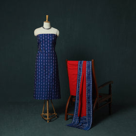 Sambalpuri Ikat Cotton 3pc Unstitched Dress Material Suit Set 20