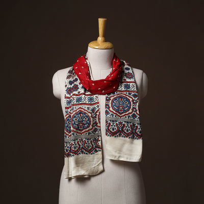 Kutch Bandhani Tie-Dye Ajrakh Block Print Modal Silk Stole 05