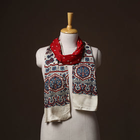 Kutch Bandhani Tie-Dye Ajrakh Block Print Modal Silk Stole 05
