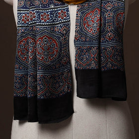 Kutch Bandhani Tie-Dye Ajrakh Block Print Modal Silk Stole 06
