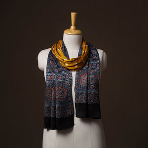 Kutch Bandhani Tie-Dye Ajrakh Block Print Modal Silk Stole 06
