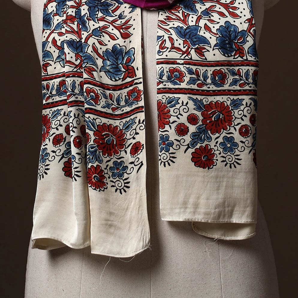 Kutch Bandhani Tie-Dye Ajrakh Block Print Modal Silk Stole 07
