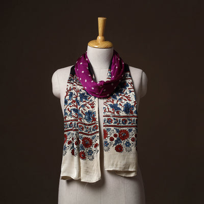 Kutch Bandhani Tie-Dye Ajrakh Block Print Modal Silk Stole 07