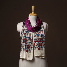 Kutch Bandhani Tie-Dye Ajrakh Block Print Modal Silk Stole 07