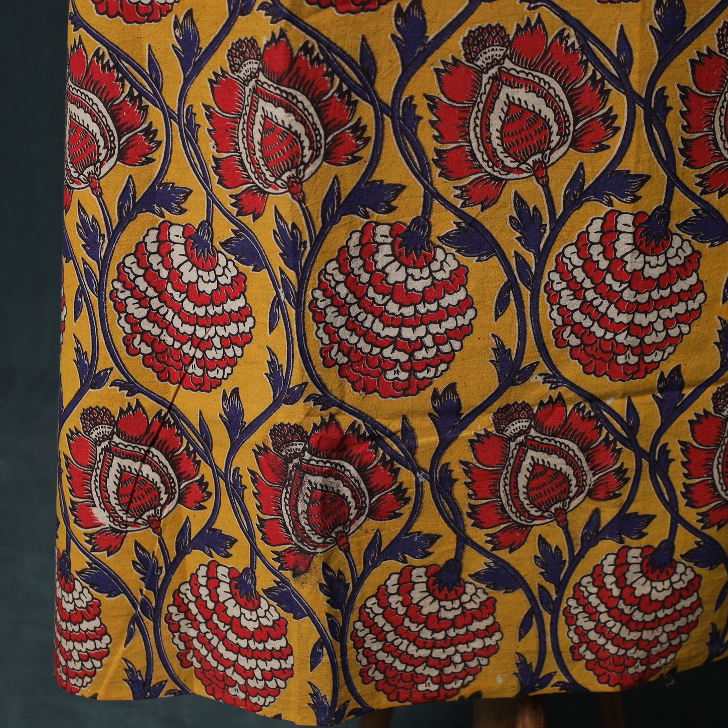 Yellow - Kalamkari Printed Cotton 2pc Unstitched Dress Material Kurta Set 05