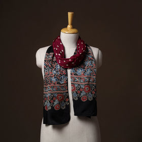 Kutch Bandhani Tie-Dye Ajrakh Block Print Modal Silk Stole 08