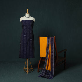 Sambalpuri Ikat Cotton 3pc Unstitched Dress Material Suit Set 21