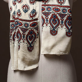 Kutch Bandhani Tie-Dye Ajrakh Block Print Modal Silk Stole 09