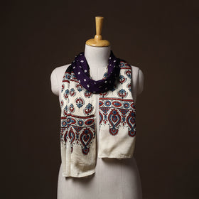 Kutch Bandhani Tie-Dye Ajrakh Block Print Modal Silk Stole 09