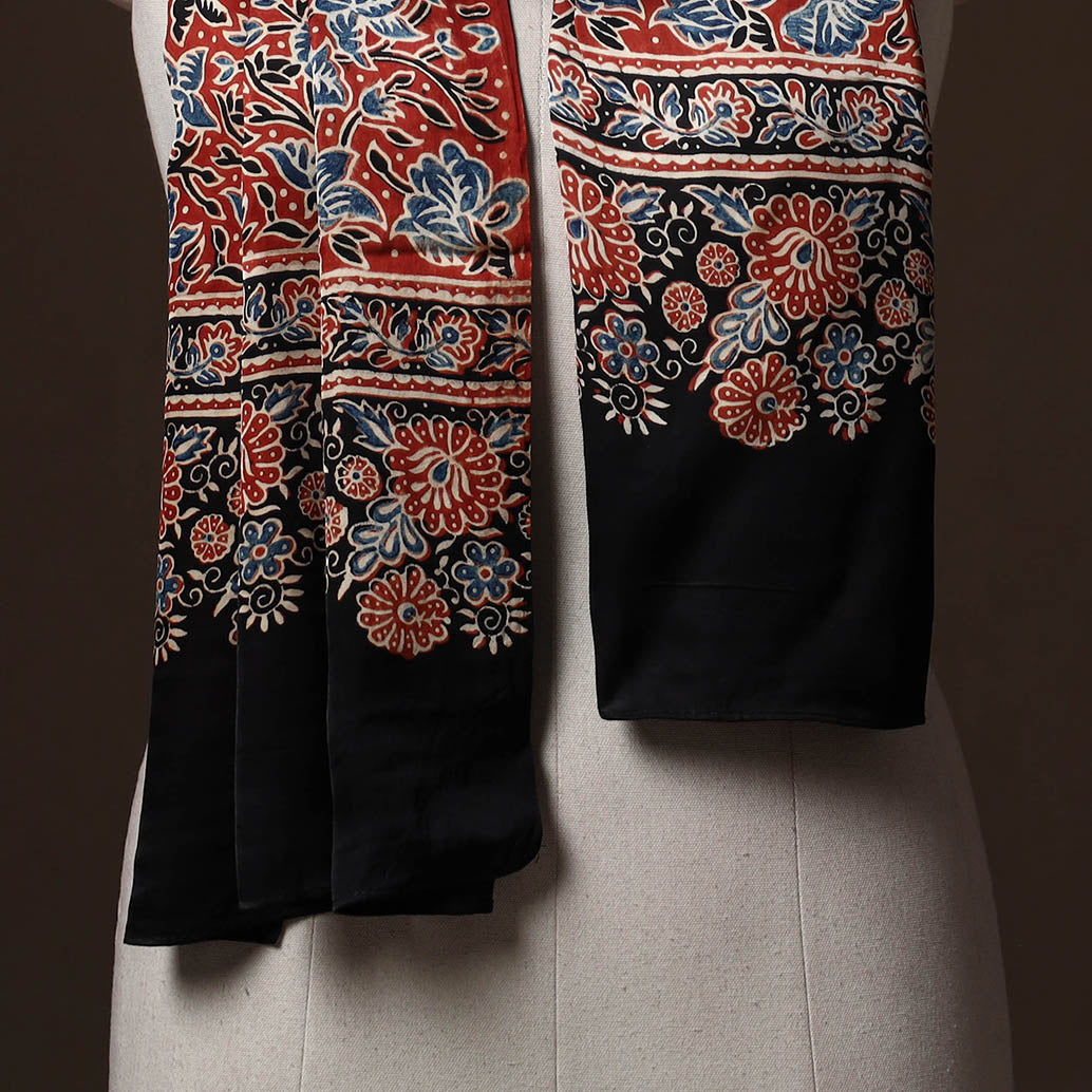Kutch Bandhani Tie-Dye Ajrakh Block Print Modal Silk Stole 11
