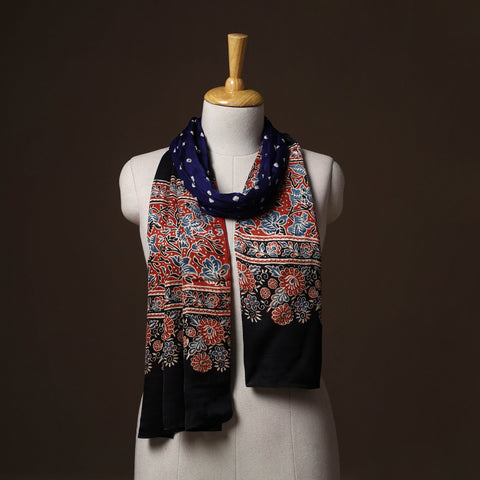 Kutch Bandhani Tie-Dye Ajrakh Block Print Modal Silk Stole 11