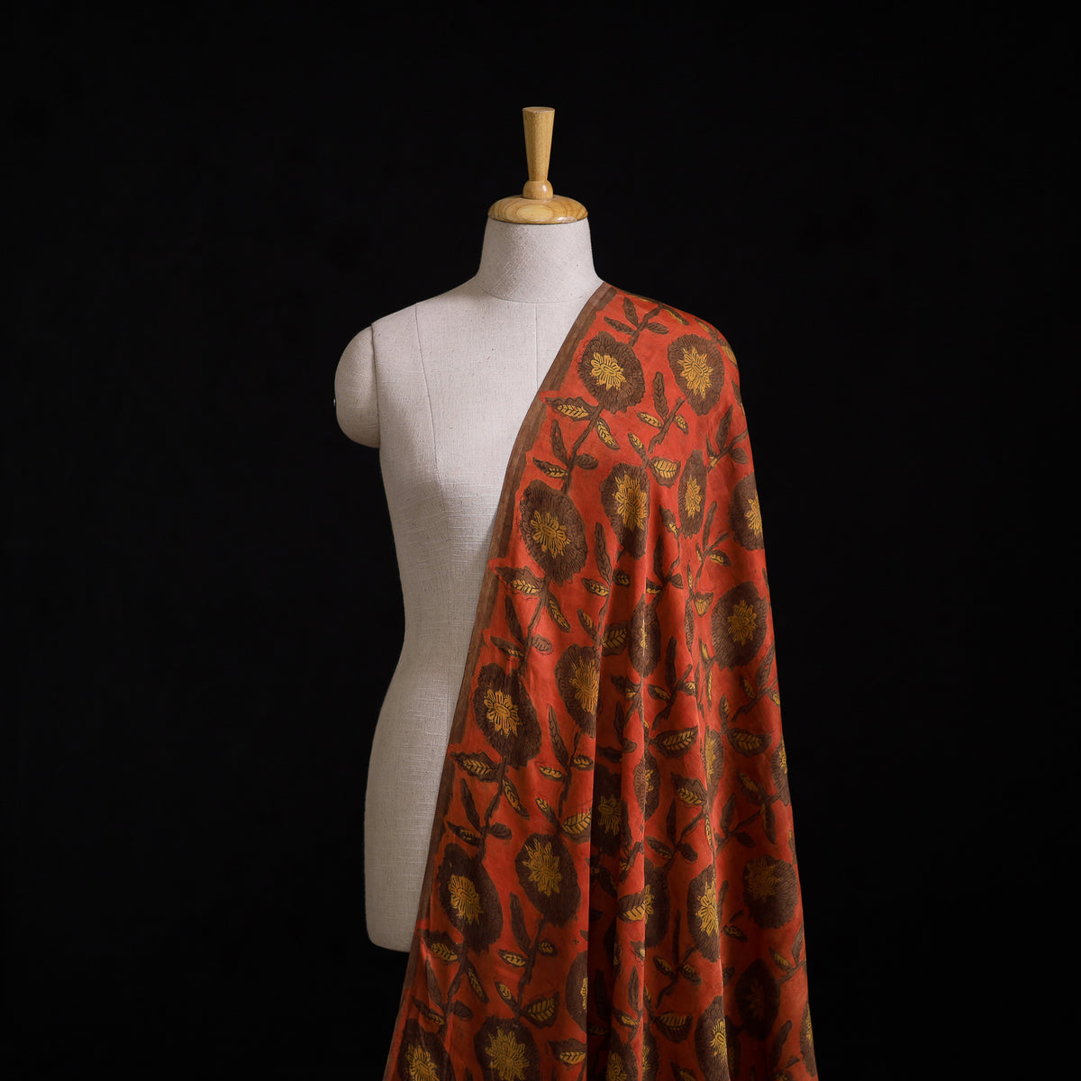 Pomegranate Peel Hand Block Print Modal Silk Fabric 10