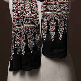 Kutch Bandhani Tie-Dye Ajrakh Block Print Modal Silk Stole 13