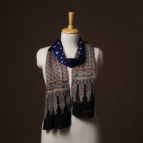 Kutch Bandhani Tie-Dye Ajrakh Block Print Modal Silk Stole 13