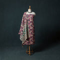 Purple - Kalamkari Printed Cotton 2pc Unstitched Dress Material Kurta Set 07
