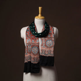Kutch Bandhani Tie-Dye Ajrakh Block Print Modal Silk Stole 14