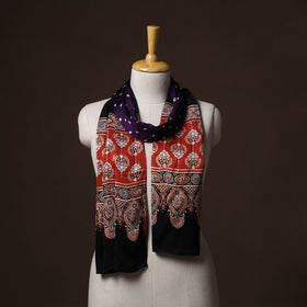 Kutch Bandhani Tie-Dye Ajrakh Block Print Modal Silk Stole 15