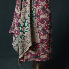 Purple - Kalamkari Printed Cotton 2pc Unstitched Dress Material Kurta Set 07
