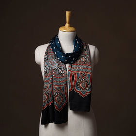 Kutch Bandhani Tie-Dye Ajrakh Block Print Modal Silk Stole 16