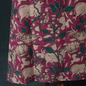 Purple - Kalamkari Printed Cotton 2pc Unstitched Dress Material Kurta Set 07