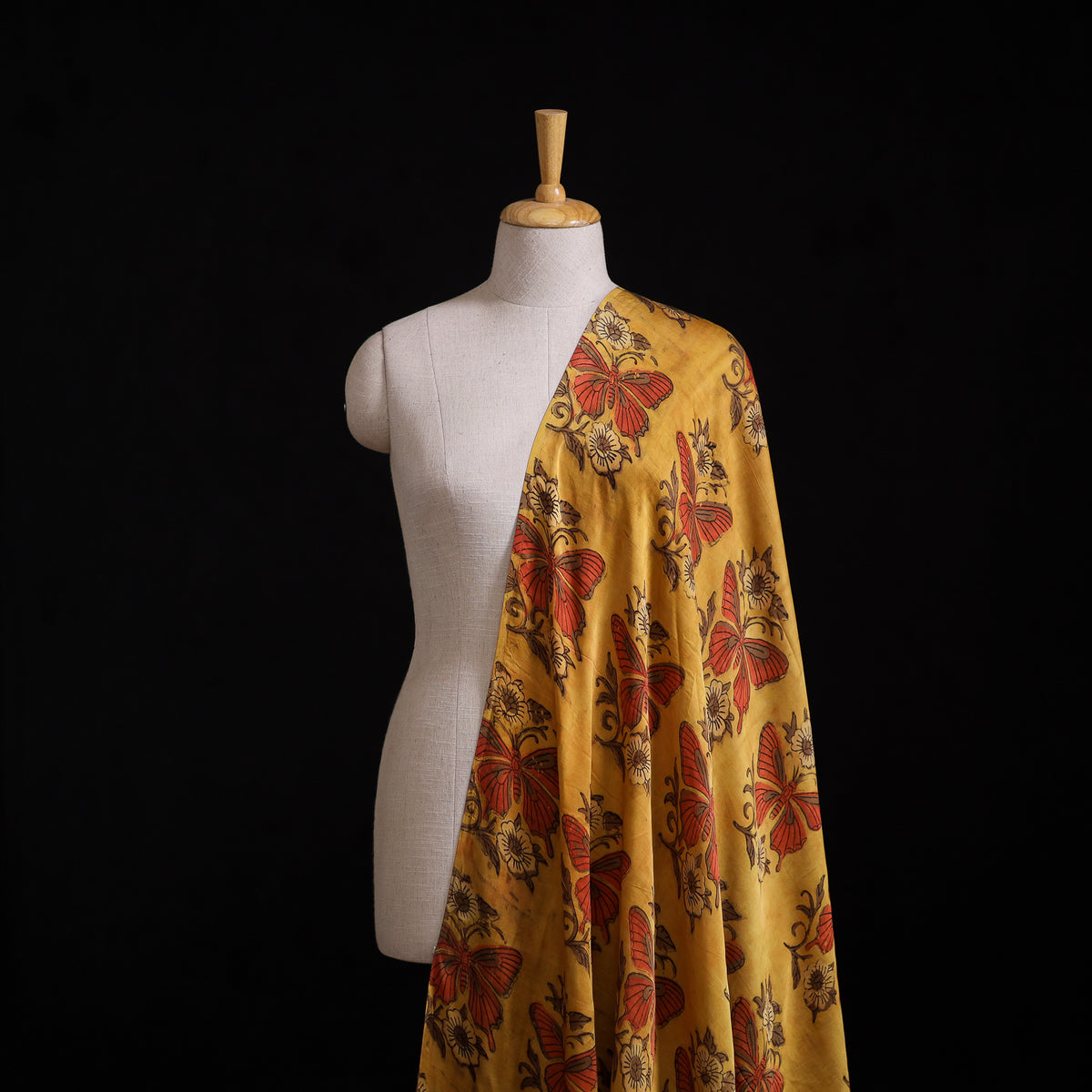 Pomegranate Peel Hand Block Print Modal Silk Fabric 06